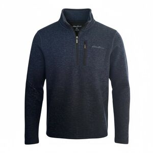 Eddie Bauer Dark Blue Quarter Zip Fleece  with Zip Front Pocket Sz S